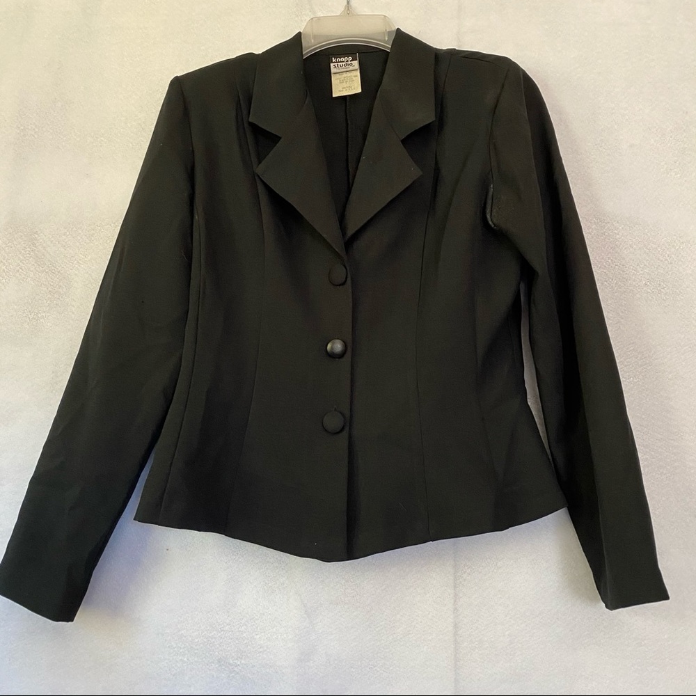 Knapp Studio Black Single Breasted 3-Button Blazer Business Professional Size 7